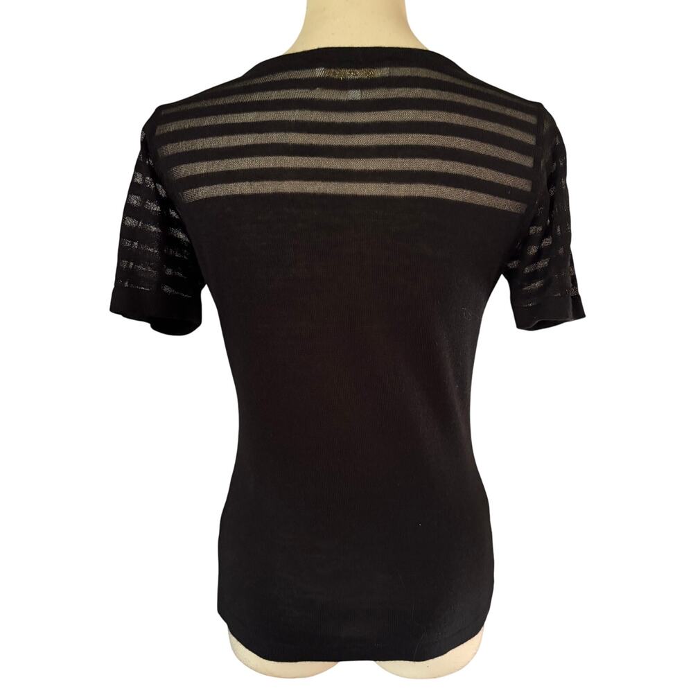 Cache Black Top Alternating Peek A Boo Sheer Stri… - image 4